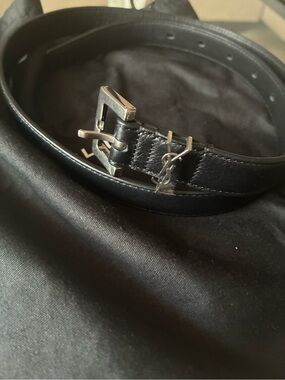 Saint Laurent Black Leather Belt